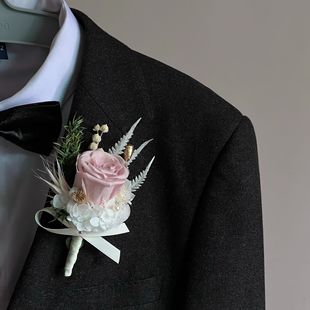 永生花干花婚礼胸花手腕花卡布奇洛胸花新郎新娘胸花伴郎胸花结婚