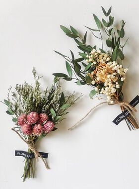 干花墙面装饰墙上挂件背景墙墙饰贴墙高级感真花松果树枝植物标本