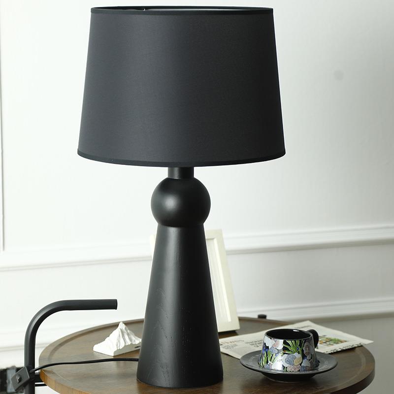 中山工厂直销美式简约实木床头台灯复古实木台灯几何创意酒店民宿