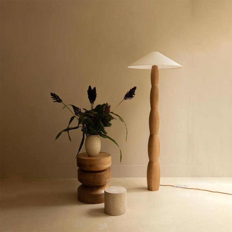 中山工厂直销新中式现代简约创意小蛮腰实木落地灯客厅书房卧室酒