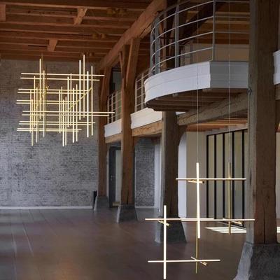 意大利挑空吊灯组合极简别墅客厅餐桌设计师现代线条复试楼梯间灯