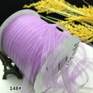 3mm6mm高密雪纱丝带儿童发饰礼品半透明缎带钩帽彩带礼品包装绸