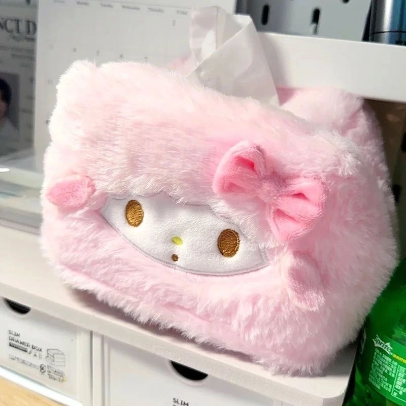 新款粉粉小羊毛绒纸巾盒