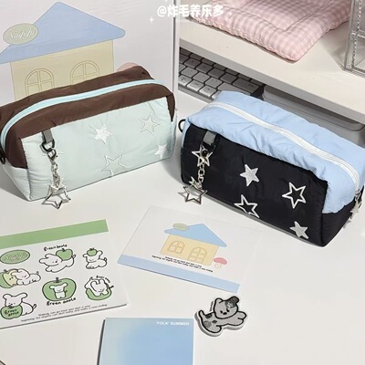 新款可爱星星卡通刺绣大容量笔袋