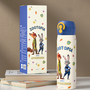 迪士尼疯狂动物城保温杯小学生上学专用水杯朱迪尼克生日礼物新款