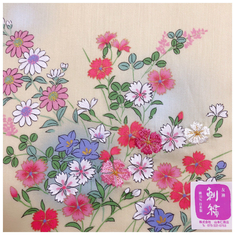 日本进口友禅刺绣和风绣花手帕