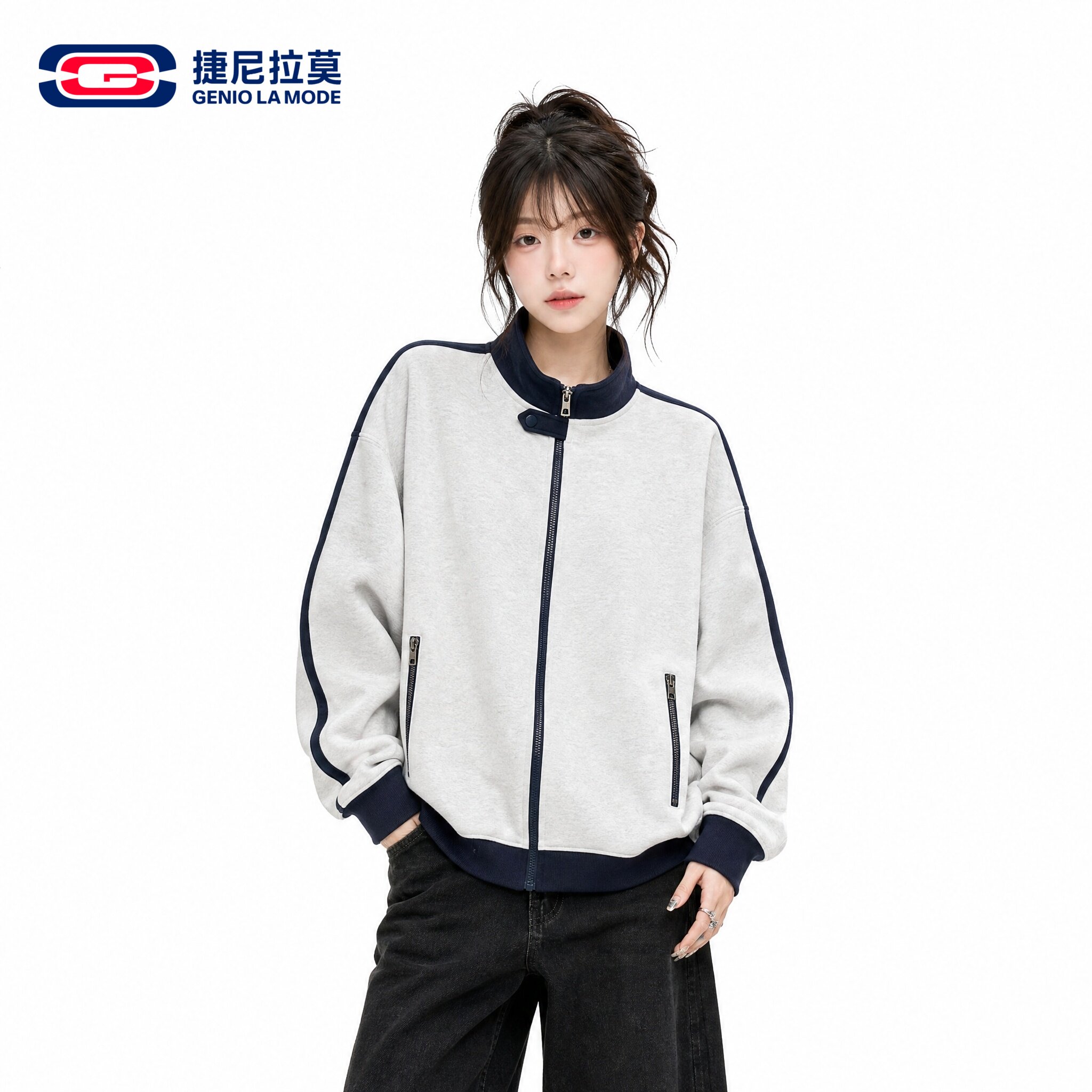 高级感翻领休闲女士夹克薄款图片