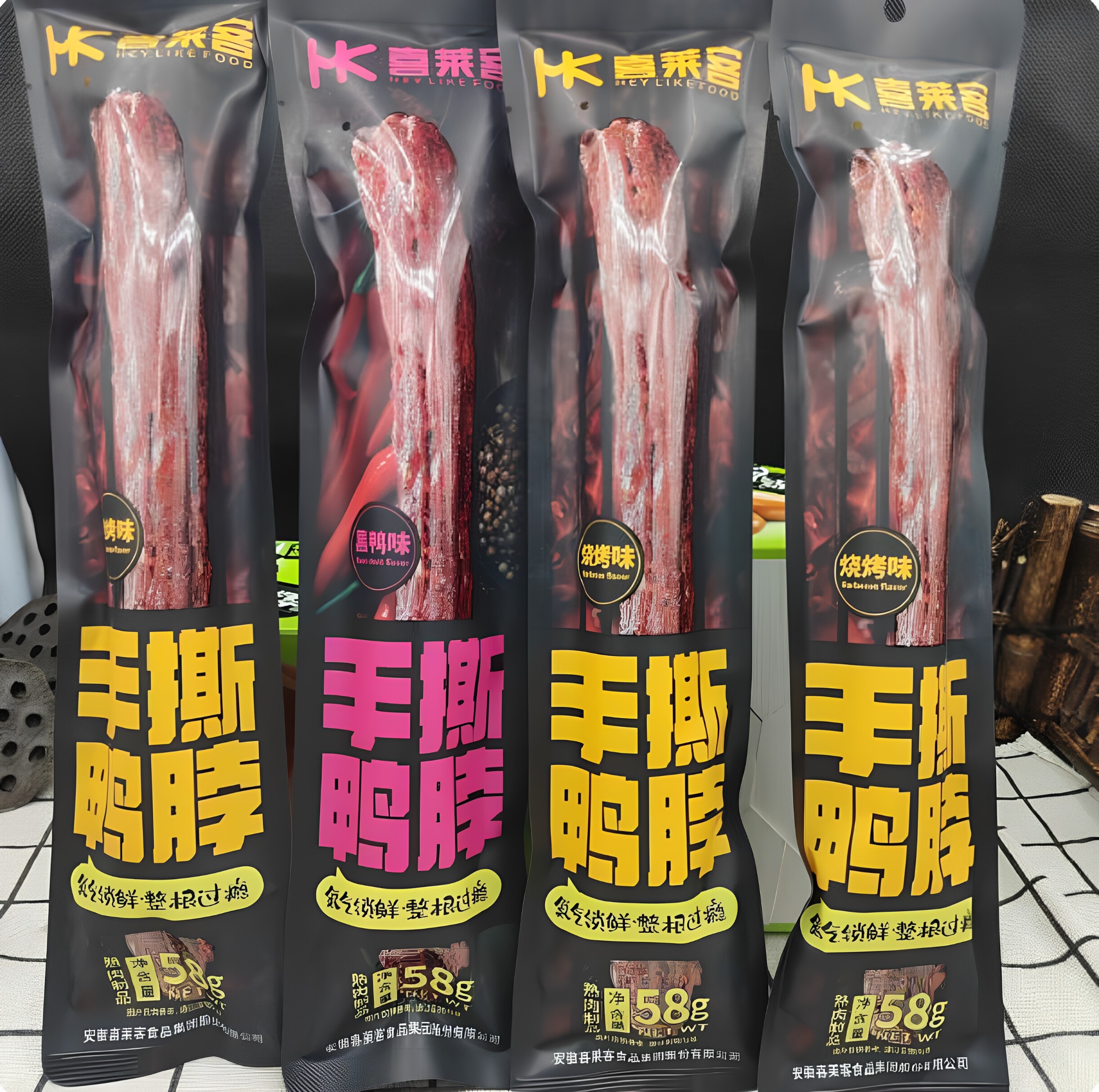喜莱客鸭脖58g手撕鸭脖黑鸭香辣烧烤味鸭货熟食休闲零食即食小吃图片