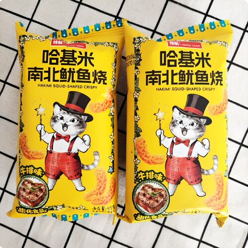 领航哈基米南北鱿鱼烧牛排海苔味膨化食品八爪酥脆独立包装零食