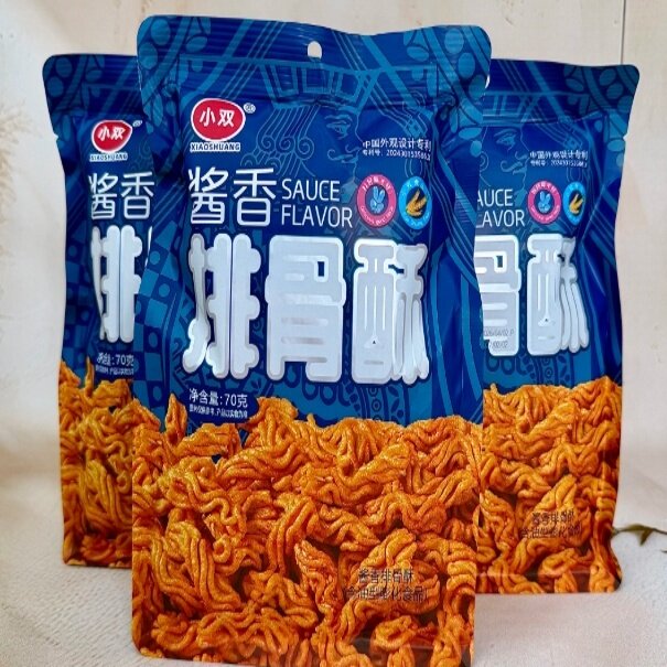小双排骨酥酱香味膨化70克袋装酥脆小吃办公室休闲油炸八爪烧零食