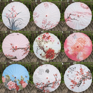 梅兰菊竹彼岸花草儿童古典走秀防晒旗袍汉服油纸伞古装绸布婚礼伞
