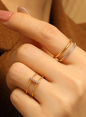 金色锆石细闪轻奢女戒