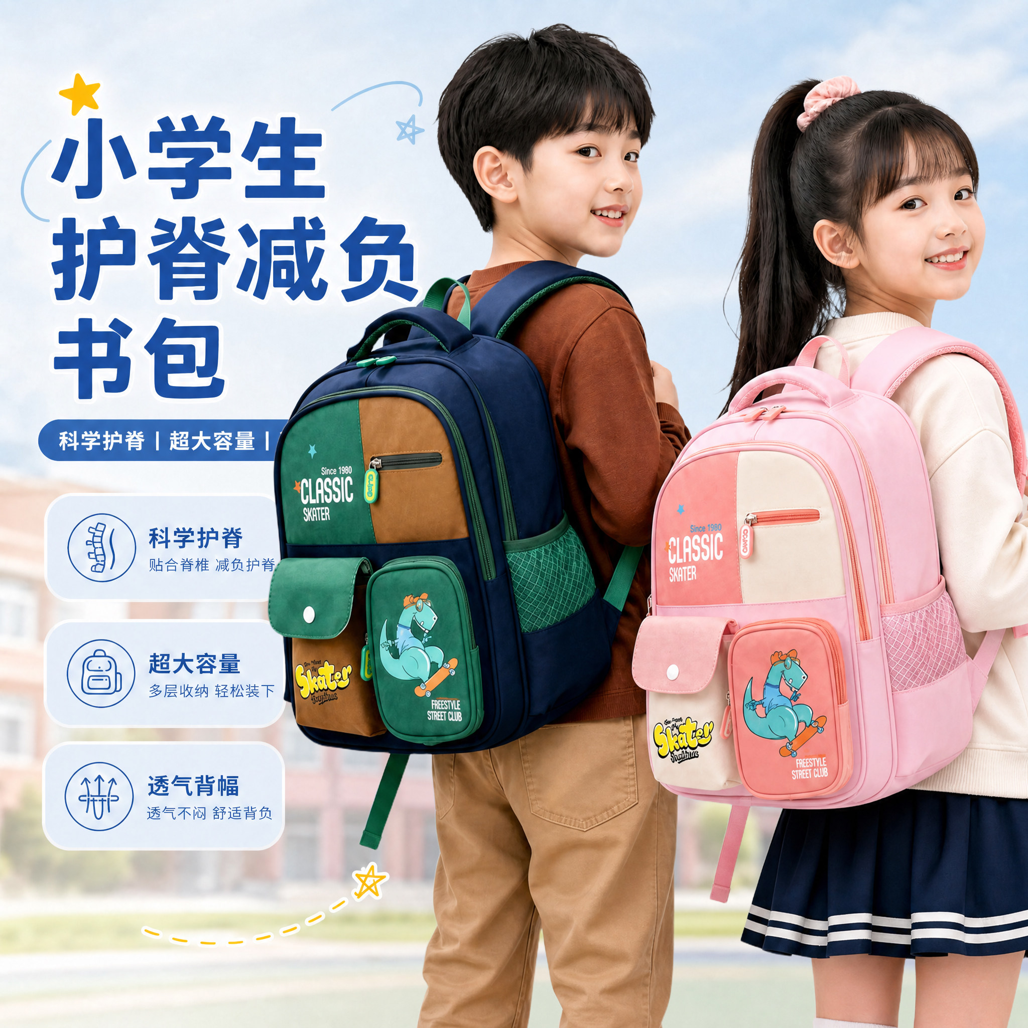 书包小学生男女孩一二三年级恐龙