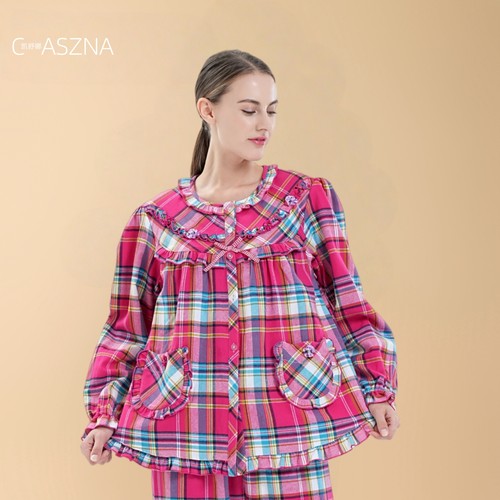 凯舒娜女人睡衣纯棉甜美印花中厚