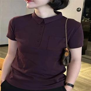 欧货polo领体恤洋气t恤女2025新款 百搭显瘦上衣 夏季 休闲小众时尚