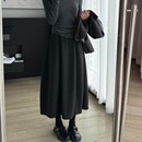 2025秋冬新款 中长半身裙 山羊绒加厚花苞裙女显瘦A字高腰垂感时尚
