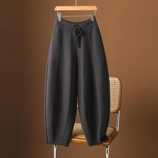 弯刀阔腿裤 宽松大码 女秋冬垂感加厚香蕉哈伦裤 欧货洋气时髦镰刀裤