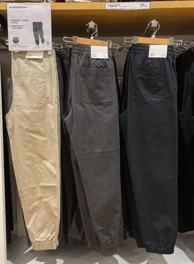 纯缘D！男装薄款弹力棉质松紧抽绳束脚休闲裤PJ49747PJ61113