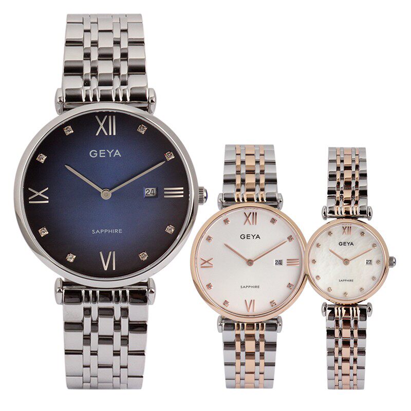 geya/格雅新款手表钢带石英防水石英腕表时尚男女情侣表6232g/l