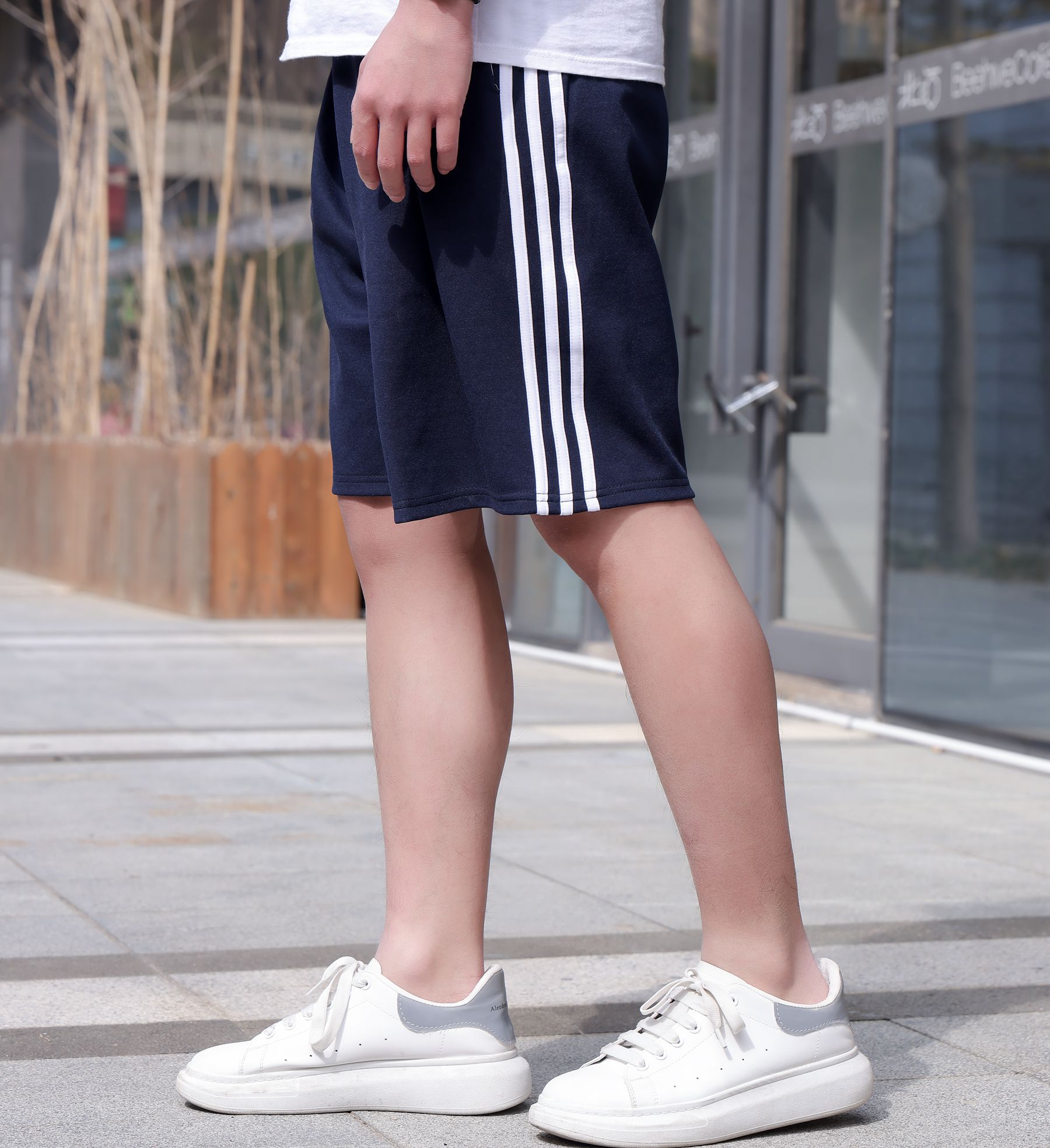 校服裤子三条杠短裤夏季男女休闲五分短裤三道杠初高中小学生校裤