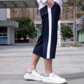 子一条杠宽白边七分裤 男女夏季 薄款 校服裤 一道杠初高中小学生校裤