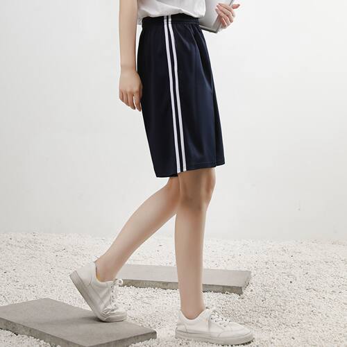 校服裤子二条杠藏青色短裤两道杠