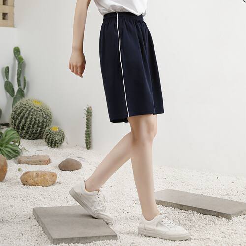 纯棉校服裤子一条杠短裤藏蓝色