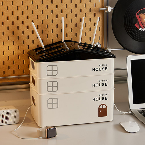 小房子光猫路由器收纳盒客厅高端电视置物架插座电线整理无线盒子