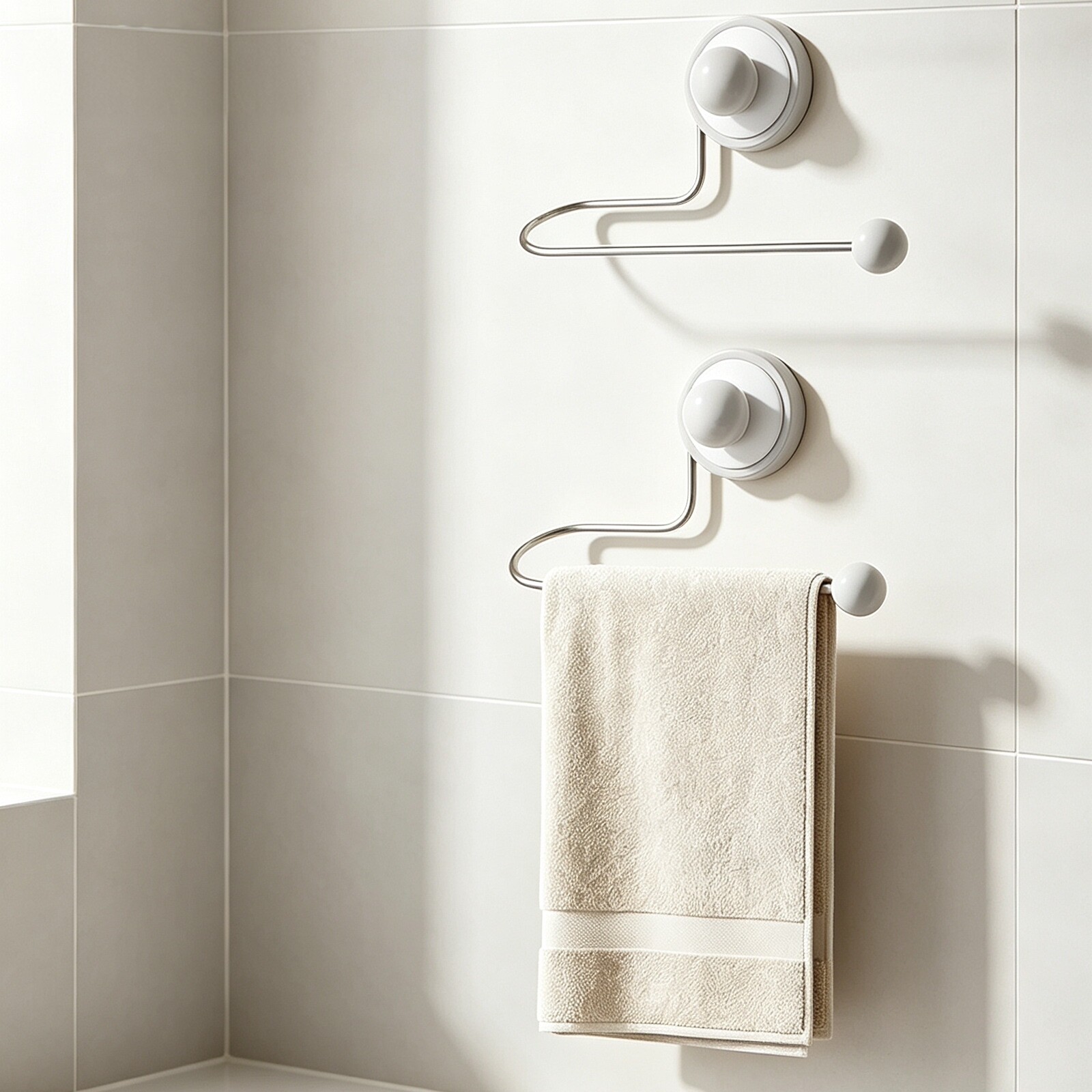 吸盘毛巾架浴室卫生间墙面免打孔壁挂毛巾杆擦手巾挂钩不锈钢挂杆