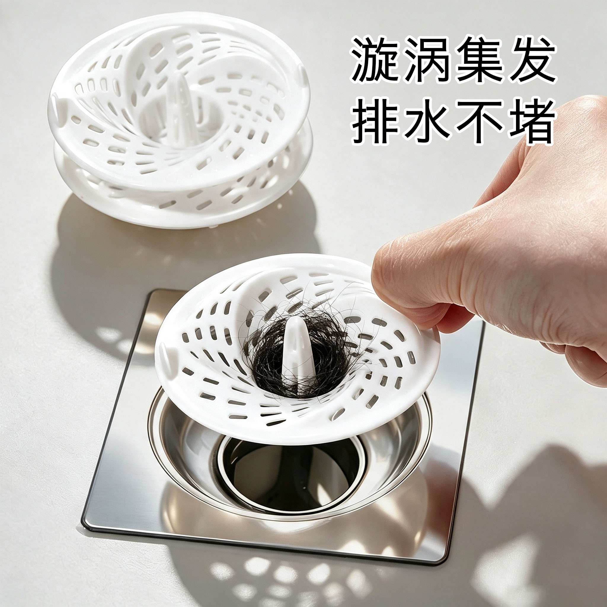 漩涡地漏淋浴房下水道封口盖防头发防虫防堵全封闭圆形盖板过滤网图片