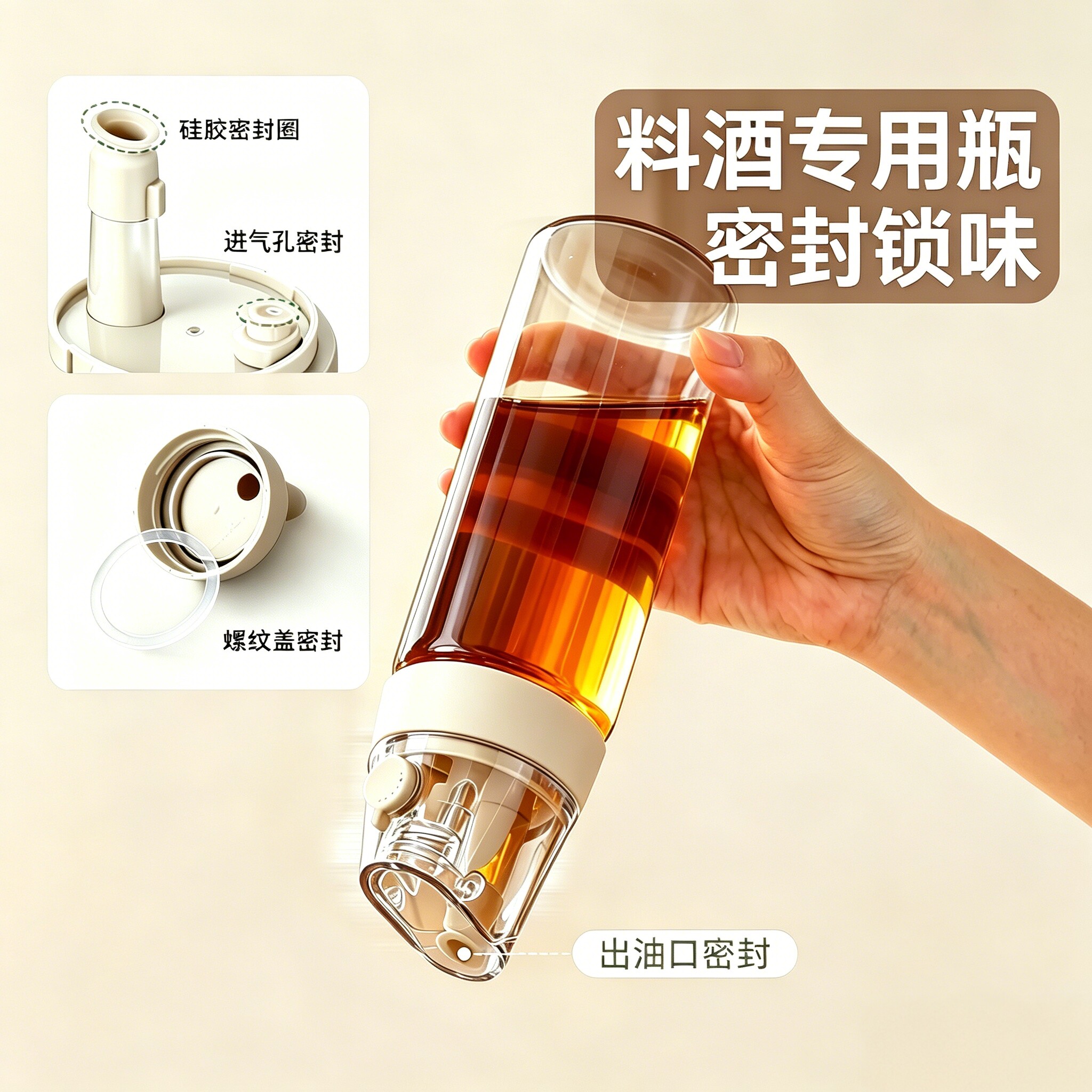 密封防漏玻璃油壶重力自动开合高颜值油醋瓶生抽老抽酱油料酒瓶