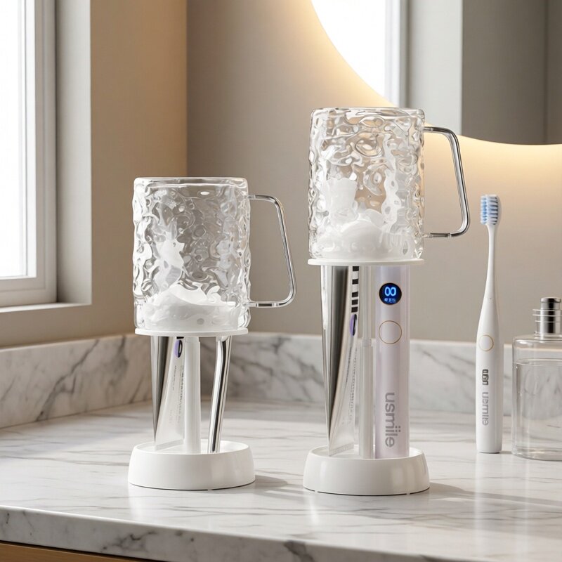 水波纹轻奢漱口杯倒置沥水置物架牙膏电动牙刷可调节收纳架牙杯架