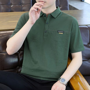 男装 纯色翻领短袖 商务休闲百搭凉感POLO衫 t恤男2025夏季 上衣 新款