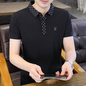 翻领冰丝POLO衫 高端男装 男式 T恤纯色半袖 上衣服 无痕带领短袖 夏季