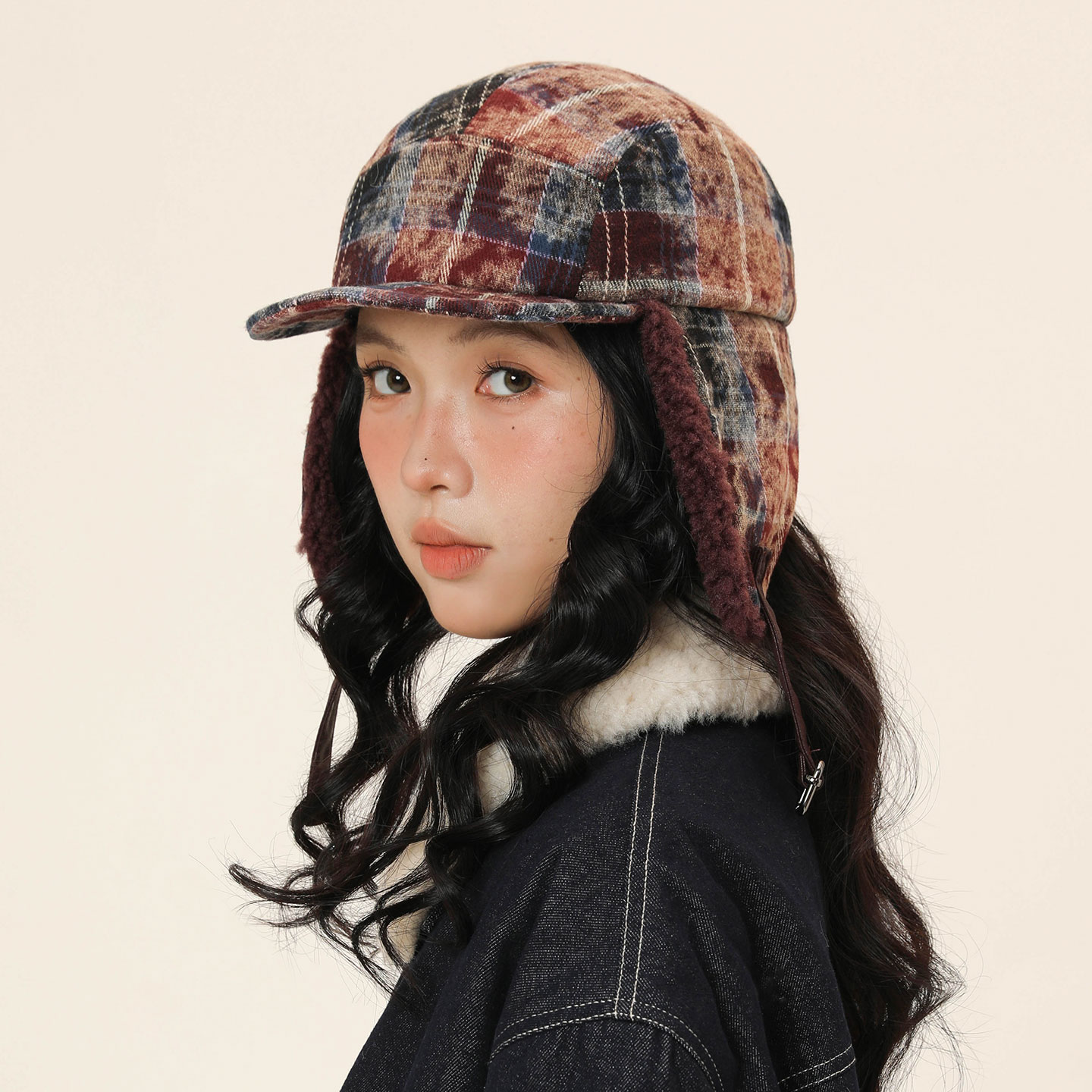 秋冬保暖设计感毛绒雷锋帽