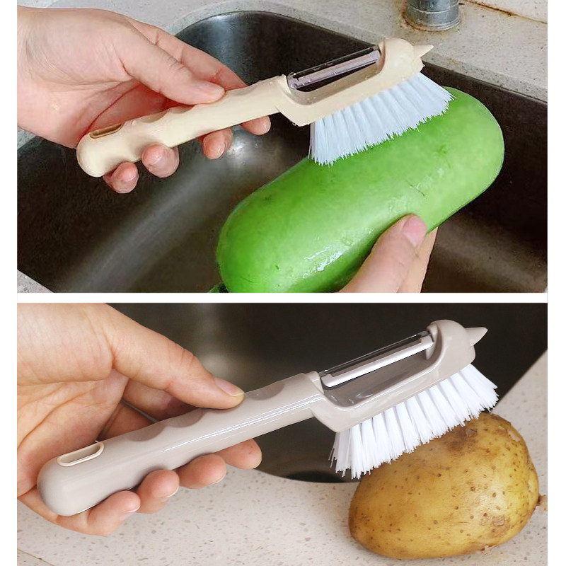 高档果蔬清洁刷削皮刀家用土豆南瓜去皮器 二合一果皮刀 锋利双刃