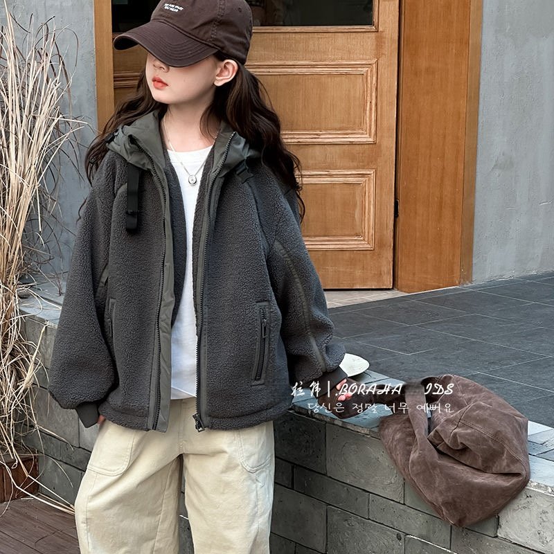 韩版女童毛毛外套秋冬