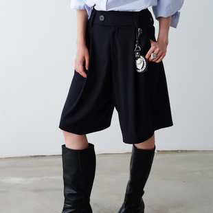 TMS studio 2025ss 阔腿宽腰斜插袋褶皱cleanfit休闲五分裤