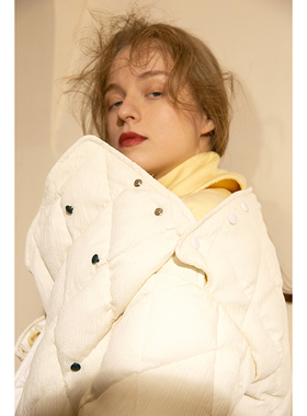 TMSstudio原创设计冬保暖菱形压线不规则多种穿法外套羽绒服