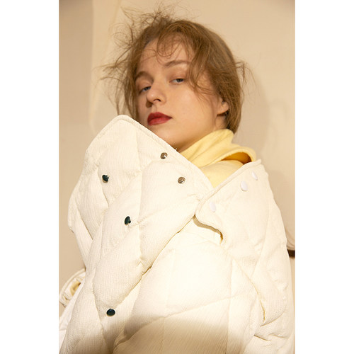 TMSstudio原创设计冬保暖菱形压线不规则多种穿法外套羽绒服