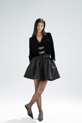 TMS真丝丝绒长袖高腰外套