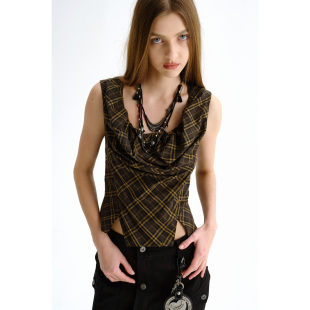 格纹立体裁剪解构胸衣背心 2026ss TMS studio