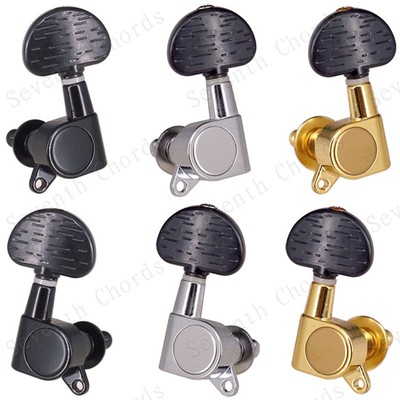 全封闭电木民谣吉他弦钮琴弦钮扭弦准弦轴上卷弦器黑色木纹大椭圆