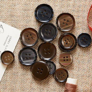 高档西装纽扣咖啡色大衣外套扣子黑灰色花纹树脂扣羊绒风衣毛衣扣