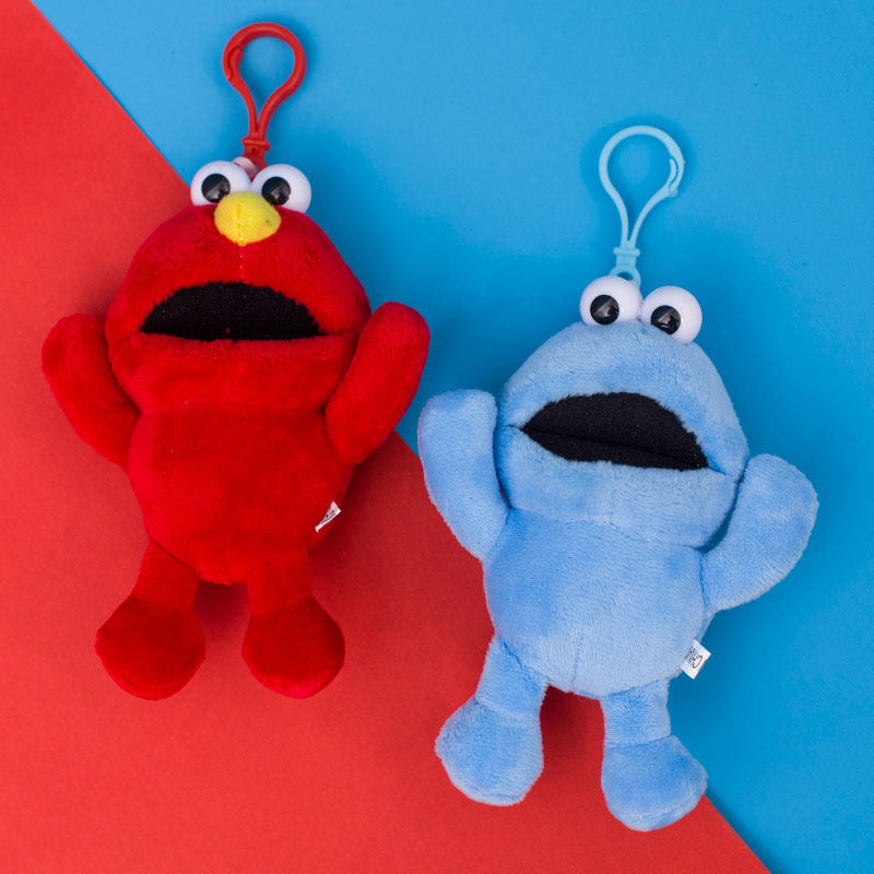 芝麻街抖音玩具红蓝艾莫毛绒玩偶挂件明星包同款钥匙扣环摆件礼物