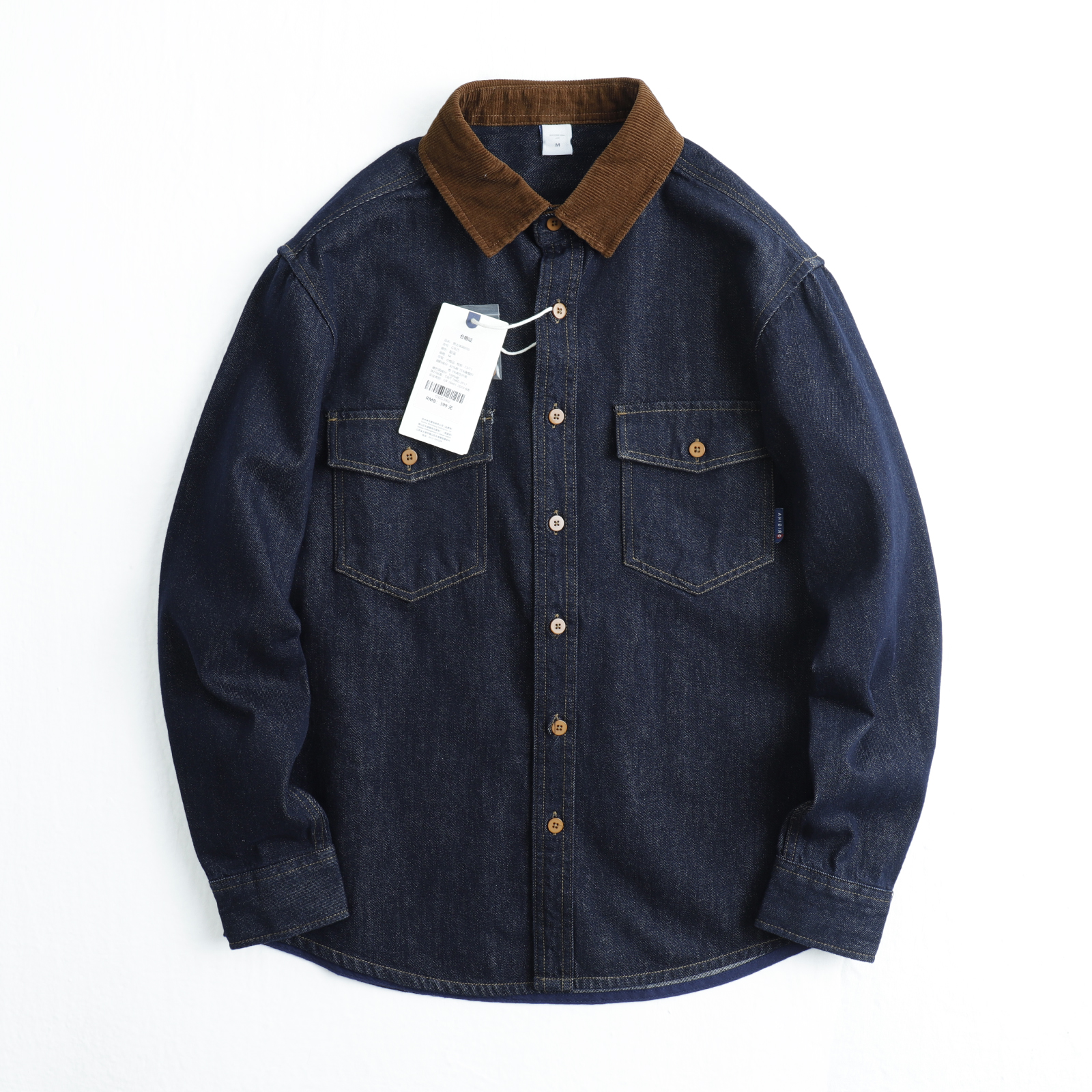 日系复古风牛仔衬衫衬衣外套