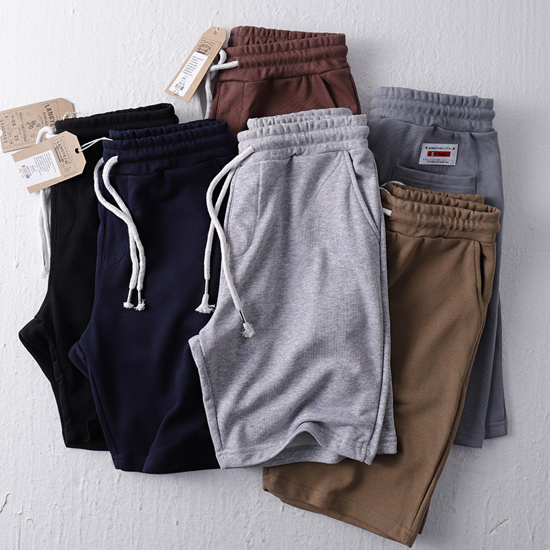 日系针织毛圈短裤男女款纯棉五分裤 全色运动休闲5分卫裤男沙滩裤