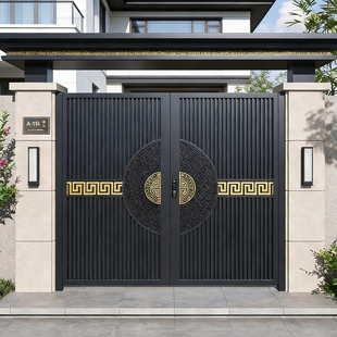 铝合金庭院大门户外铁艺别墅门电动乡村双开农村自建房不锈钢栅栏