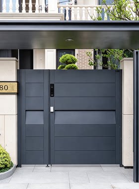 户外别墅庭院大门铝合金子母门楼官帽农村自建房智能人脸可视门锁