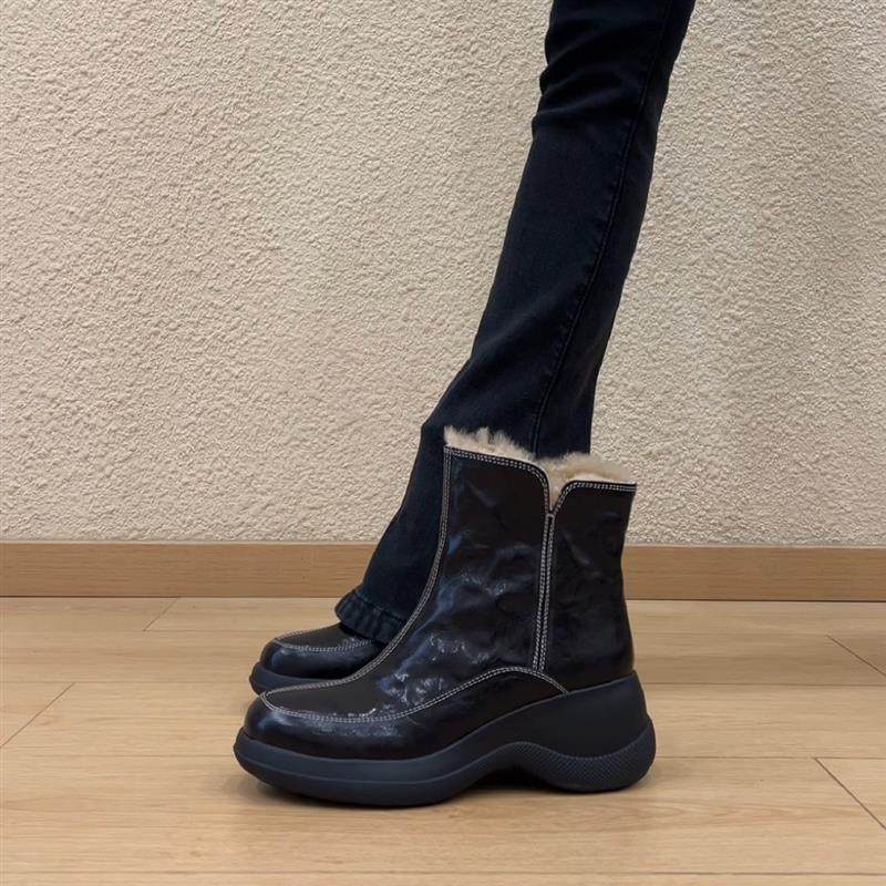 自留款~复古厚底圆头运动风雪地靴女侧拉链加绒保暖休闲通勤棉靴,女鞋,时尚雪地靴,淘宝优惠券,粉丝福利购,淘宝优惠卷